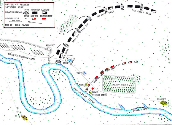 Map of the Battle of Plassey by John Fawkes